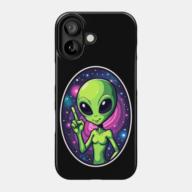 Cosmic Command: The Pointing Alien Phone Case by Steve