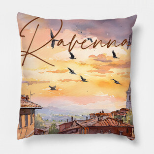 Ravenna Italy Watercolor Print – Historic European Travel Art Pillow