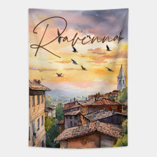 Ravenna Italy Watercolor Print – Historic European Travel Art Tapestry
