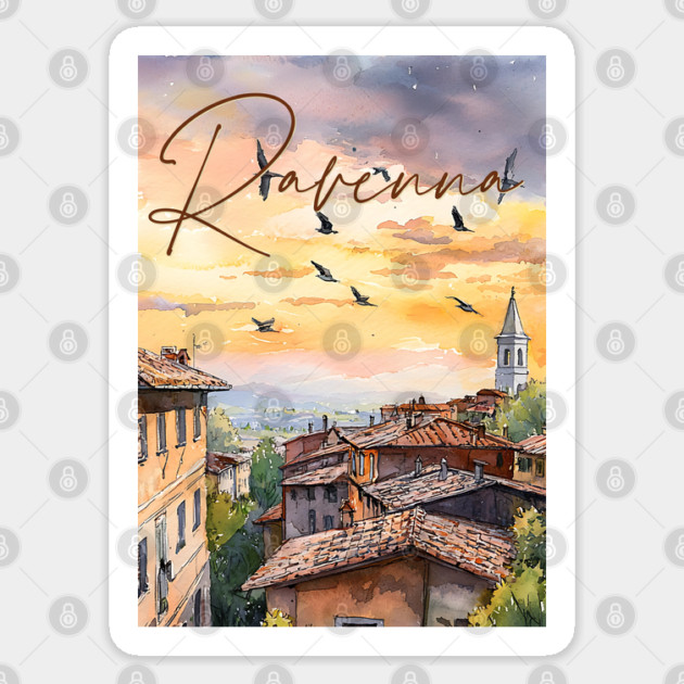 Ravenna Italy Watercolor Print – Historic European Travel Art Sticker by TuncGK