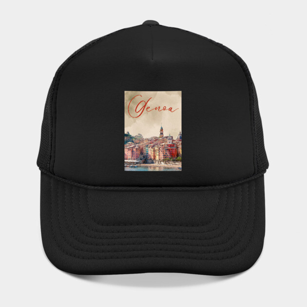 Genoa Italy Coastal City Watercolor Print – Mediterranean Travel Poster by TuncGK