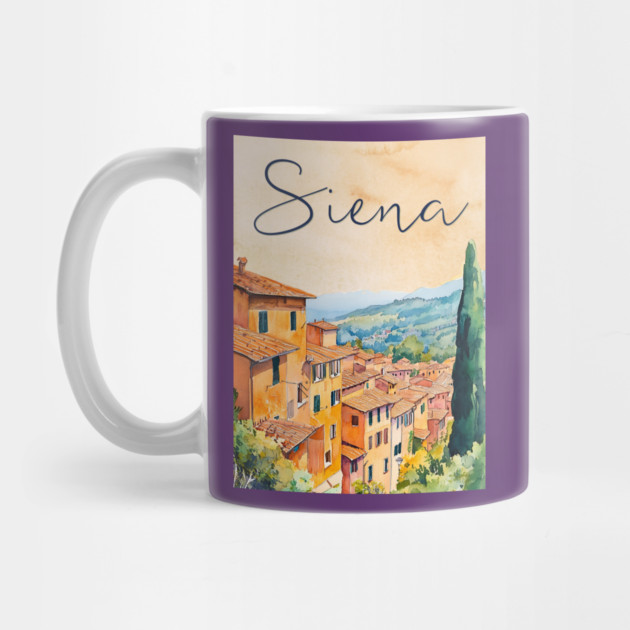 Siena Italy Watercolor Painting – Rustic Tuscany Travel Wall Art by TuncGK