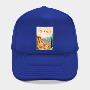 Siena Italy Watercolor Painting – Rustic Tuscany Travel Wall Art Hat