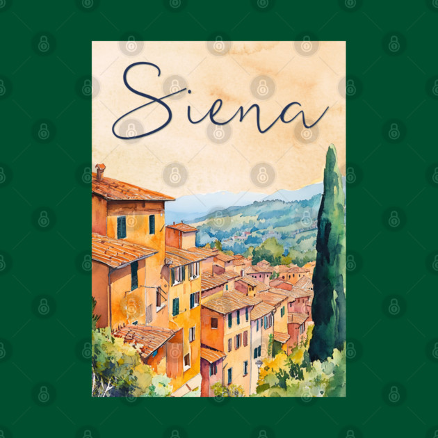 Siena Italy Watercolor Painting – Rustic Tuscany Travel Wall Art by TuncGK