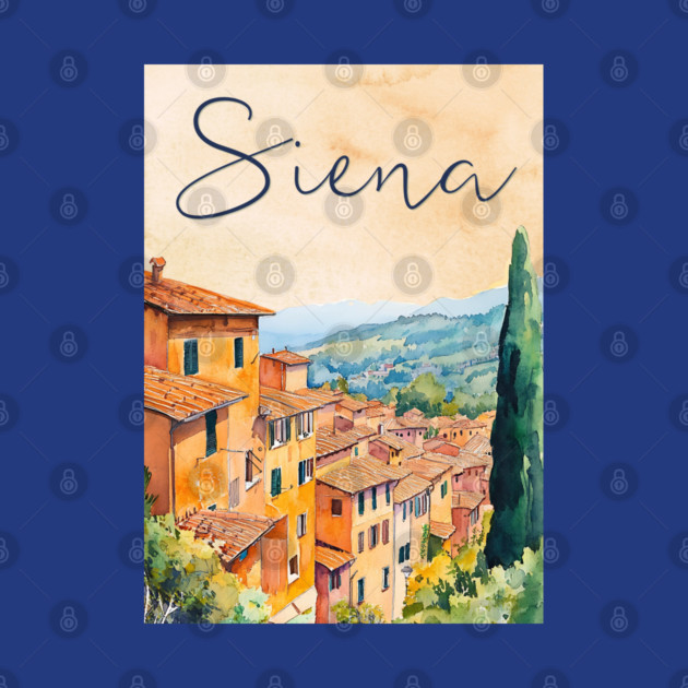 Siena Italy Watercolor Painting – Rustic Tuscany Travel Wall Art by TuncGK