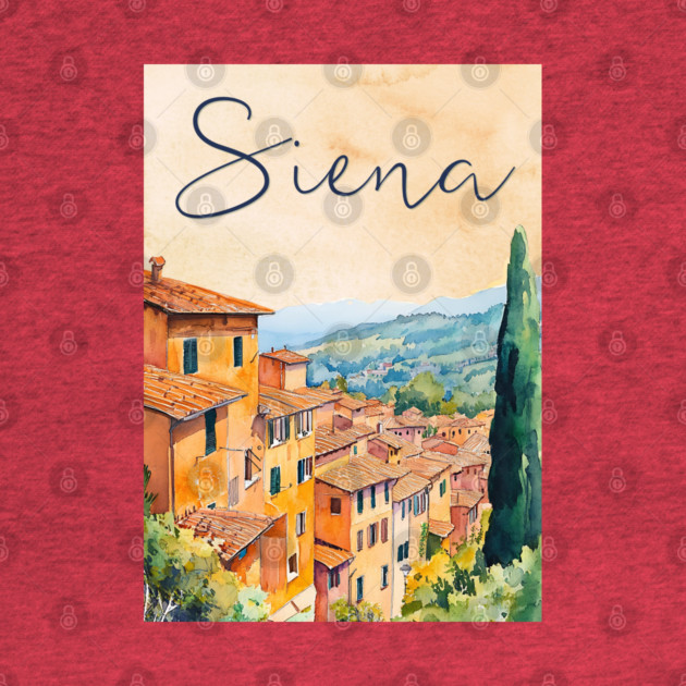 Siena Italy Watercolor Painting – Rustic Tuscany Travel Wall Art by TuncGK