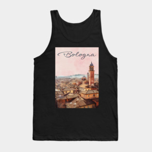 Bologna Italy Watercolor Skyline – Vintage European Travel Art Tank Top