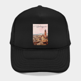 Bologna Italy Watercolor Skyline – Vintage European Travel Art Hat