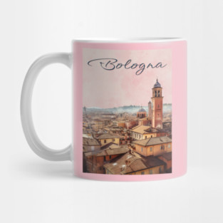 Bologna Italy Watercolor Skyline – Vintage European Travel Art Mug