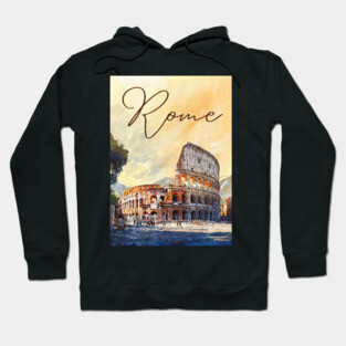 Rome Colosseum Watercolor Travel Poster – Vintage Italy Wall Art Hoodie