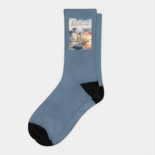 Rimini Italy Watercolor Art – Adriatic Coast Travel Print Socks