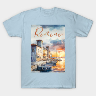 Rimini Italy Watercolor Art – Adriatic Coast Travel Print T-Shirt