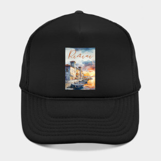 Rimini Italy Watercolor Art – Adriatic Coast Travel Print Hat