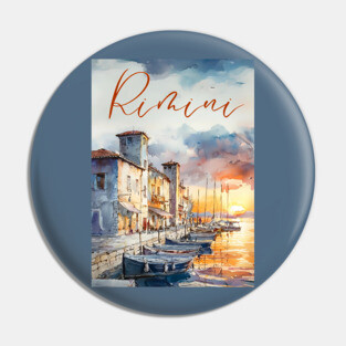 Rimini Italy Watercolor Art – Adriatic Coast Travel Print Pin