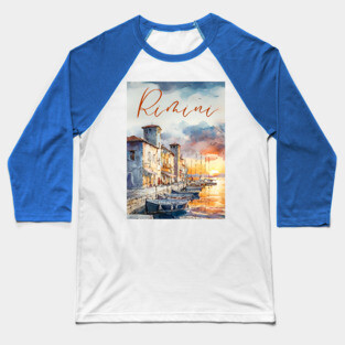 Rimini Italy Watercolor Art – Adriatic Coast Travel Print Baseball T-Shirt