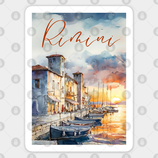Rimini Italy Watercolor Art – Adriatic Coast Travel Print Sticker by TuncGK