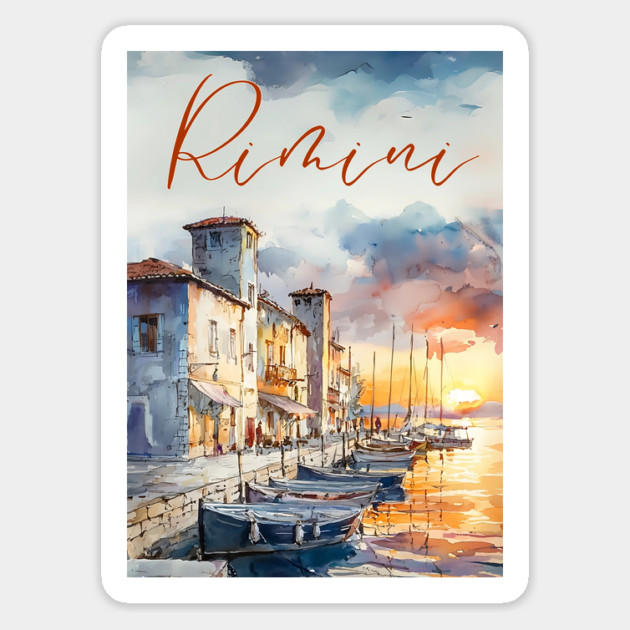 Rimini Italy Watercolor Art – Adriatic Coast Travel Print Magnet by TuncGK