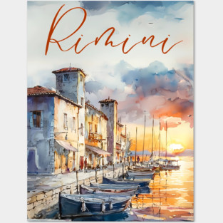 Rimini Italy Watercolor Art – Adriatic Coast Travel Print Posters and Art