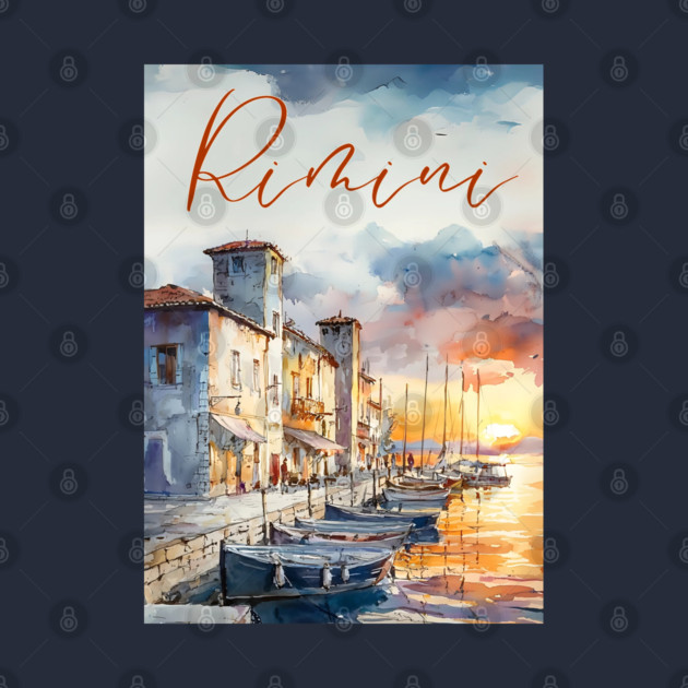 Rimini Italy Watercolor Art – Adriatic Coast Travel Print by TuncGK