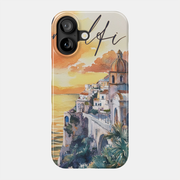 Amalfi Coast Watercolor Poster – Scenic Italy Travel Art Phone Case by TuncGK