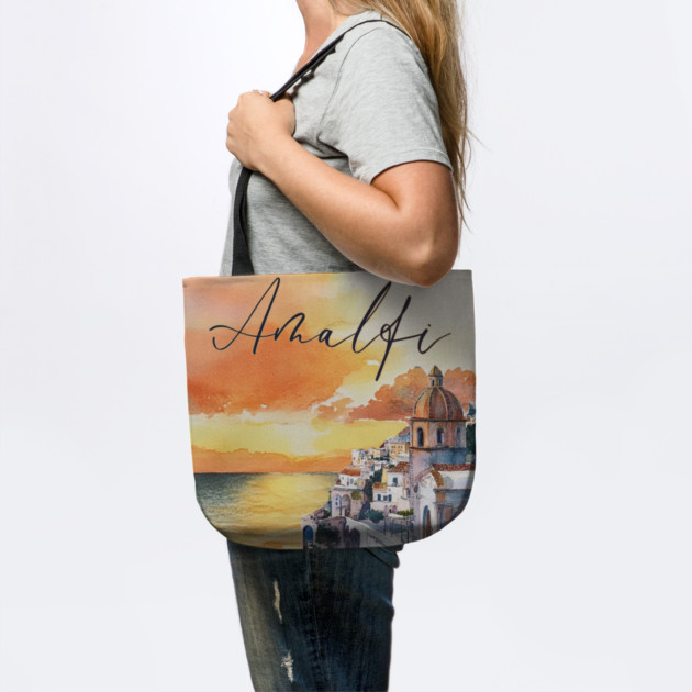 Amalfi Coast Watercolor Poster – Scenic Italy Travel Art by TuncGK