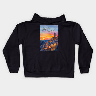 Matera Italy Watercolor Painting – Historic Stone City Travel Art Kids Hoodie
