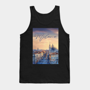 Milan Duomo Skyline Watercolor Print – Italy Travel Poster Tank Top