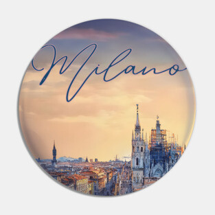 Milan Duomo Skyline Watercolor Print – Italy Travel Poster Pin