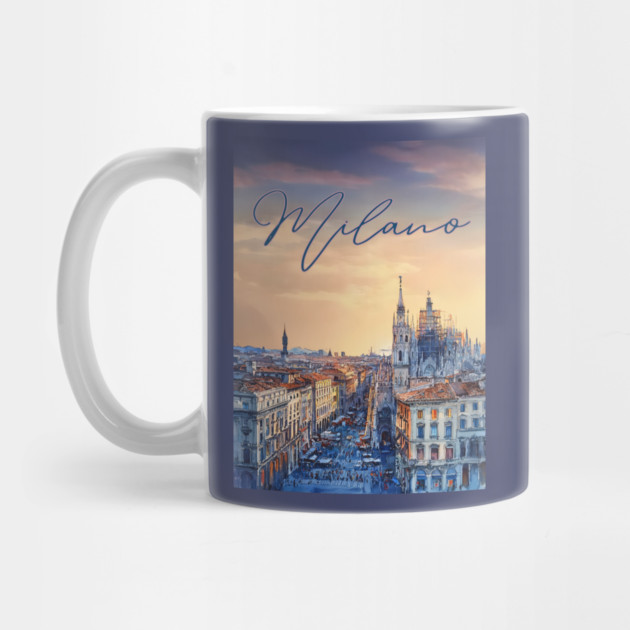 Milan Duomo Skyline Watercolor Print – Italy Travel Poster by TuncGK