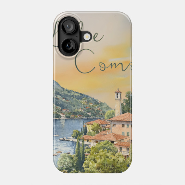 Lake Como Italy Watercolor Painting – Tranquil Travel Art Print Phone Case by TuncGK