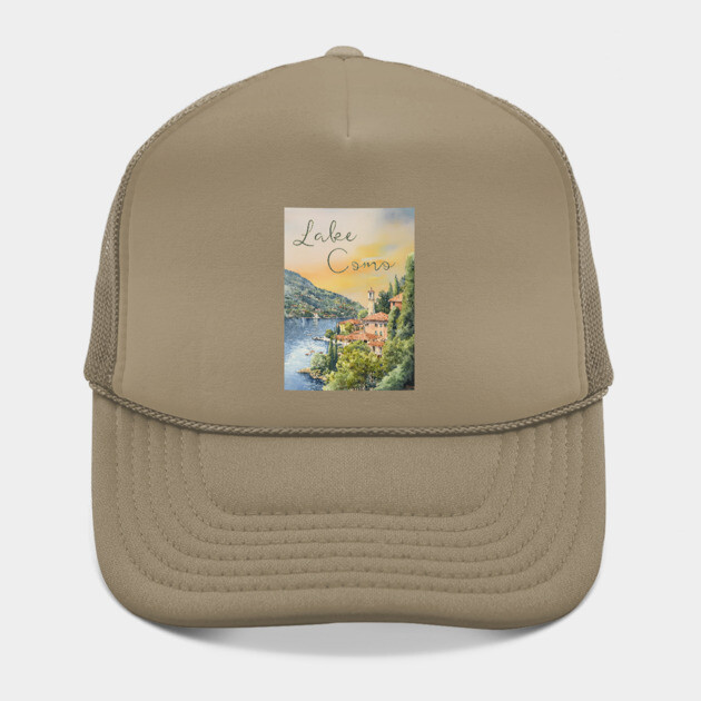 Lake Como Italy Watercolor Painting – Tranquil Travel Art Print by TuncGK