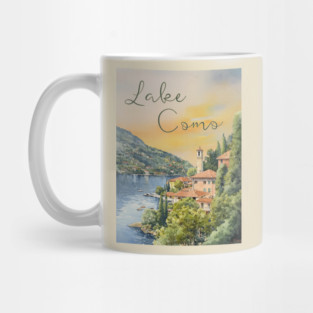 Lake Como Italy Watercolor Painting – Tranquil Travel Art Print Mug