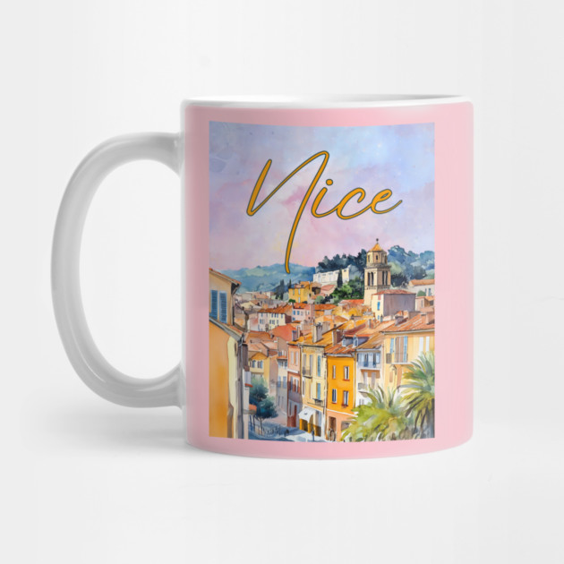 Nice France Watercolor Poster – French Riviera Travel Art Print by TuncGK