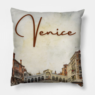 Venice Grand Canal Watercolor Painting – Romantic Italy Wall Art Pillow
