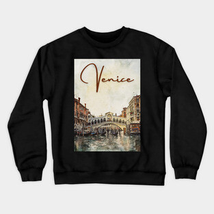 Venice Grand Canal Watercolor Painting – Romantic Italy Wall Art Crewneck Sweatshirt