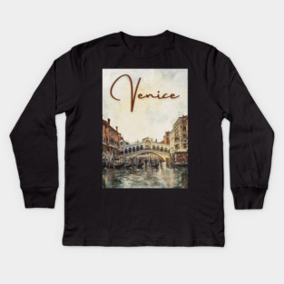 Venice Grand Canal Watercolor Painting – Romantic Italy Wall Art Kids Long Sleeve T-Shirt