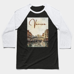 Venice Grand Canal Watercolor Painting – Romantic Italy Wall Art Baseball T-Shirt