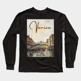 Venice Grand Canal Watercolor Painting – Romantic Italy Wall Art Long Sleeve T-Shirt