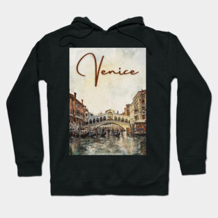 Venice Grand Canal Watercolor Painting – Romantic Italy Wall Art Hoodie