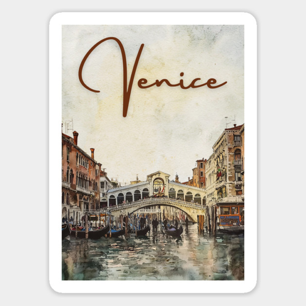 Venice Grand Canal Watercolor Painting – Romantic Italy Wall Art Magnet by TuncGK