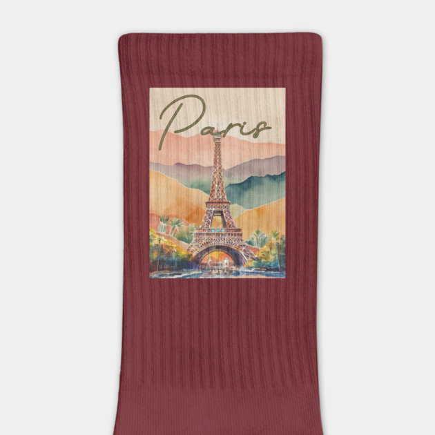 Paris Eiffel Tower Watercolor Print – Romantic France Travel Poster by TuncGK