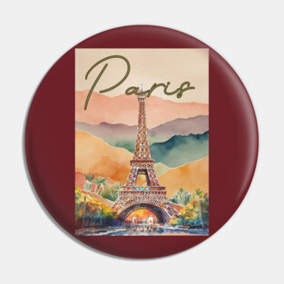 Paris Eiffel Tower Watercolor Print – Romantic France Travel Poster Pin