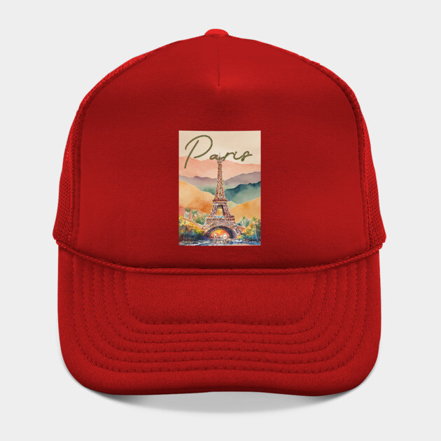 Paris Eiffel Tower Watercolor Print – Romantic France Travel Poster by TuncGK