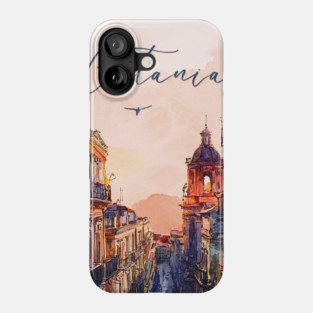 Catania Sicily Watercolor Print – Italian Seaside Travel Art Phone Case