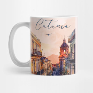 Catania Sicily Watercolor Print – Italian Seaside Travel Art Mug
