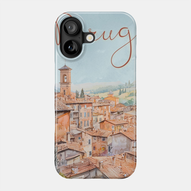 Perugia Italy Watercolor Poster – Tuscany Travel Wall Art Phone Case by TuncGK