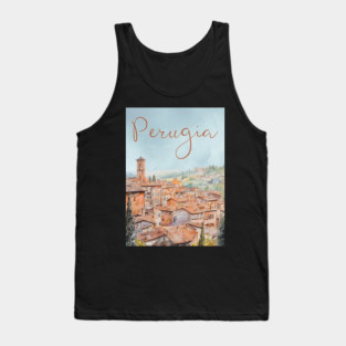 Perugia Italy Watercolor Poster – Tuscany Travel Wall Art Tank Top