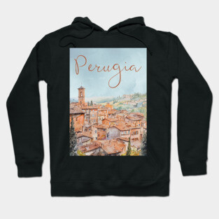 Perugia Italy Watercolor Poster – Tuscany Travel Wall Art Hoodie