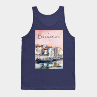 Bordeaux France Watercolor Art – European Travel City Poster Tank Top