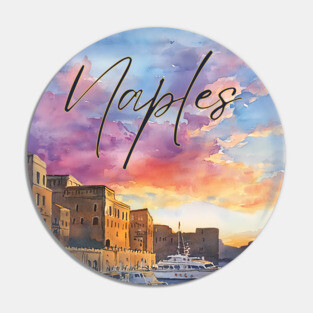 Naples Italy Coastal Sunset Print – Mediterranean Travel Art Pin